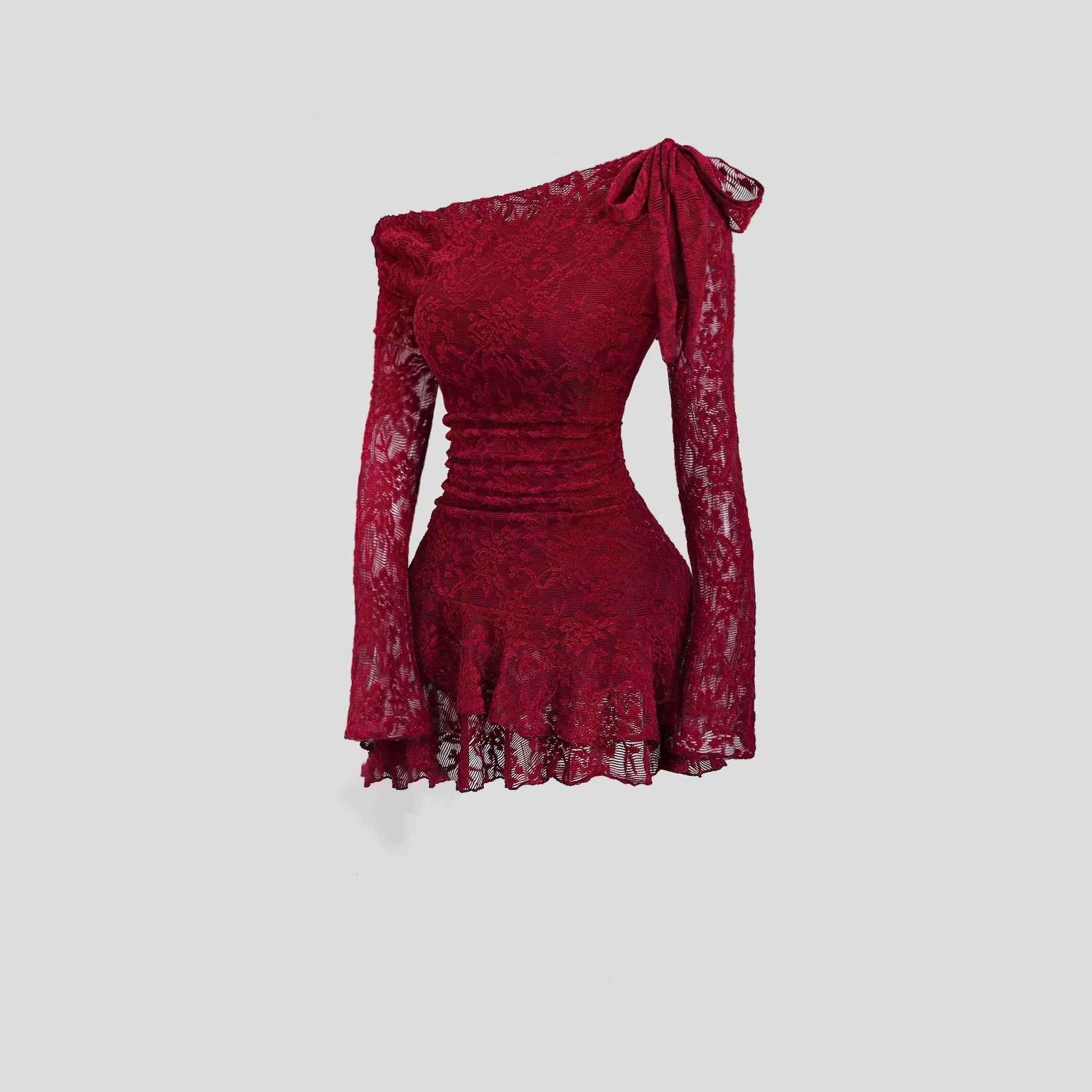 Robe Mini Femme en dentelle, fleurie, coupe moulante – Menvelo