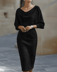 Robe Midi en Maille pour Femme – Manches Chauve-Souris Coupe Ajustée