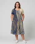 Robe Midi Femme Imprimée – Coupe Ample Tissu Fluide