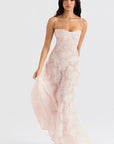 Robe longue à fines bretelles femme – coupe ajustée ourlet évasé
