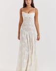 Robe longue à fines bretelles femme – coupe ajustée ourlet évasé
