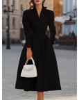 Robe Longue Femme Col V – Coupe Gainante et Affinante
