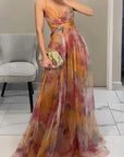 Robe maxi femme en mesh floral – Buste ajusté jupe fluide