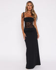 Robe Maxi à Empiècements en Dentelle Femme – Sans Manches Coupe Ajustée Évasée