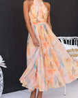 Robe Longue Femme – Col Halter & Dos Ouvert
