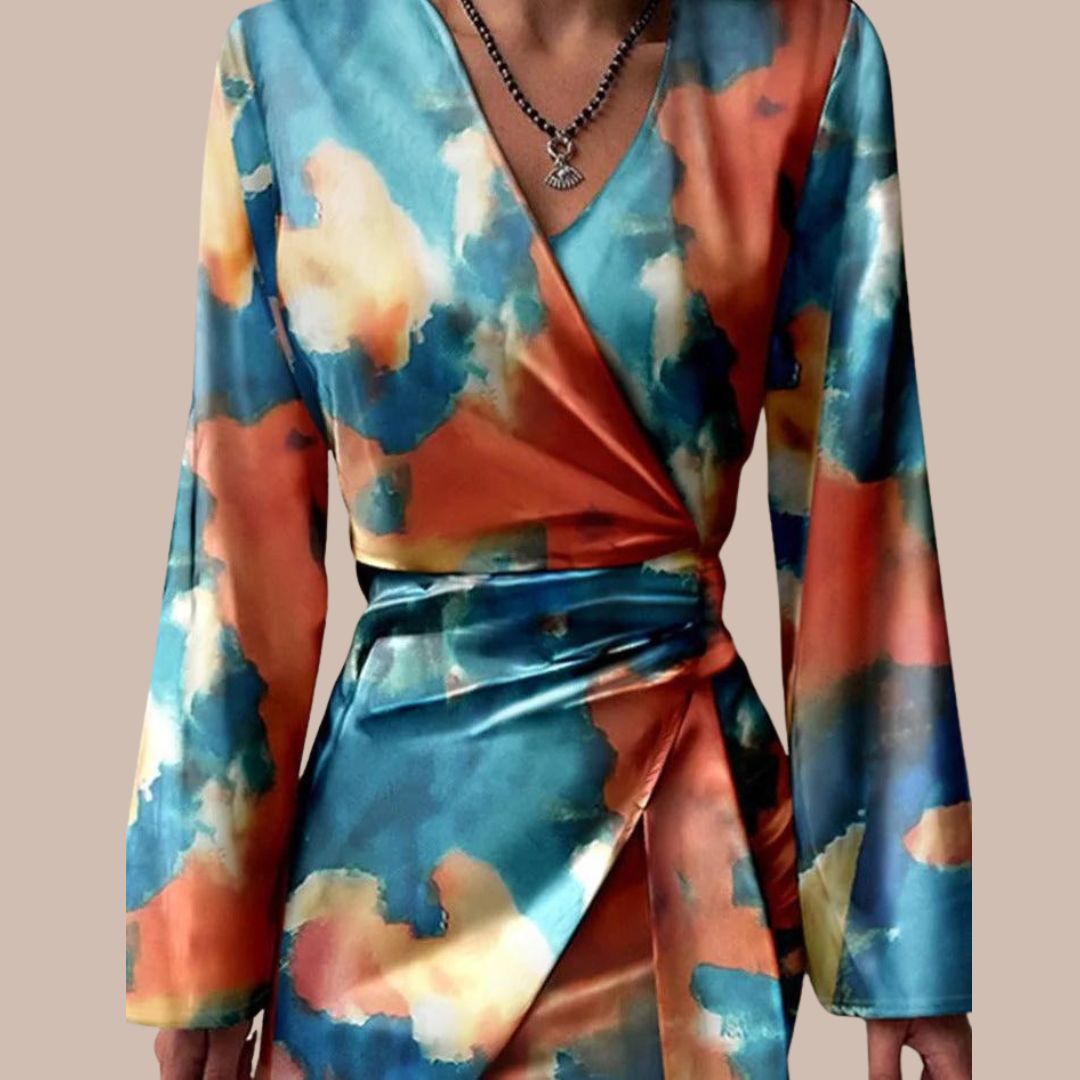 Robe Midi Femme en tissu léger, manches longues, coupe confortable – Menvelo