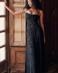 Robe longue à fines bretelles femme – coupe ajustée ourlet évasé