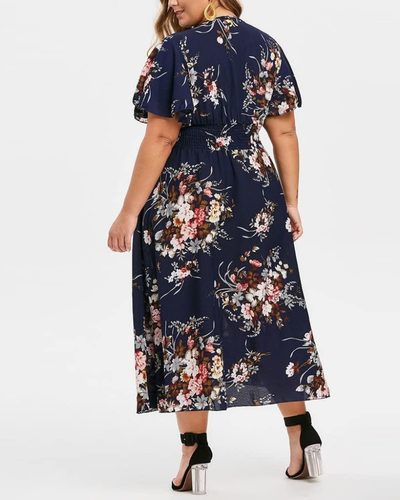 Robe Midi Femme en tissu léger, épaules dénudées, coupe fluide – Menvelo