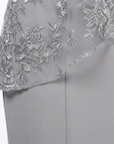 Robe Midi Femme à Broderie Florale – Manches en Dentelle Coupe Droite