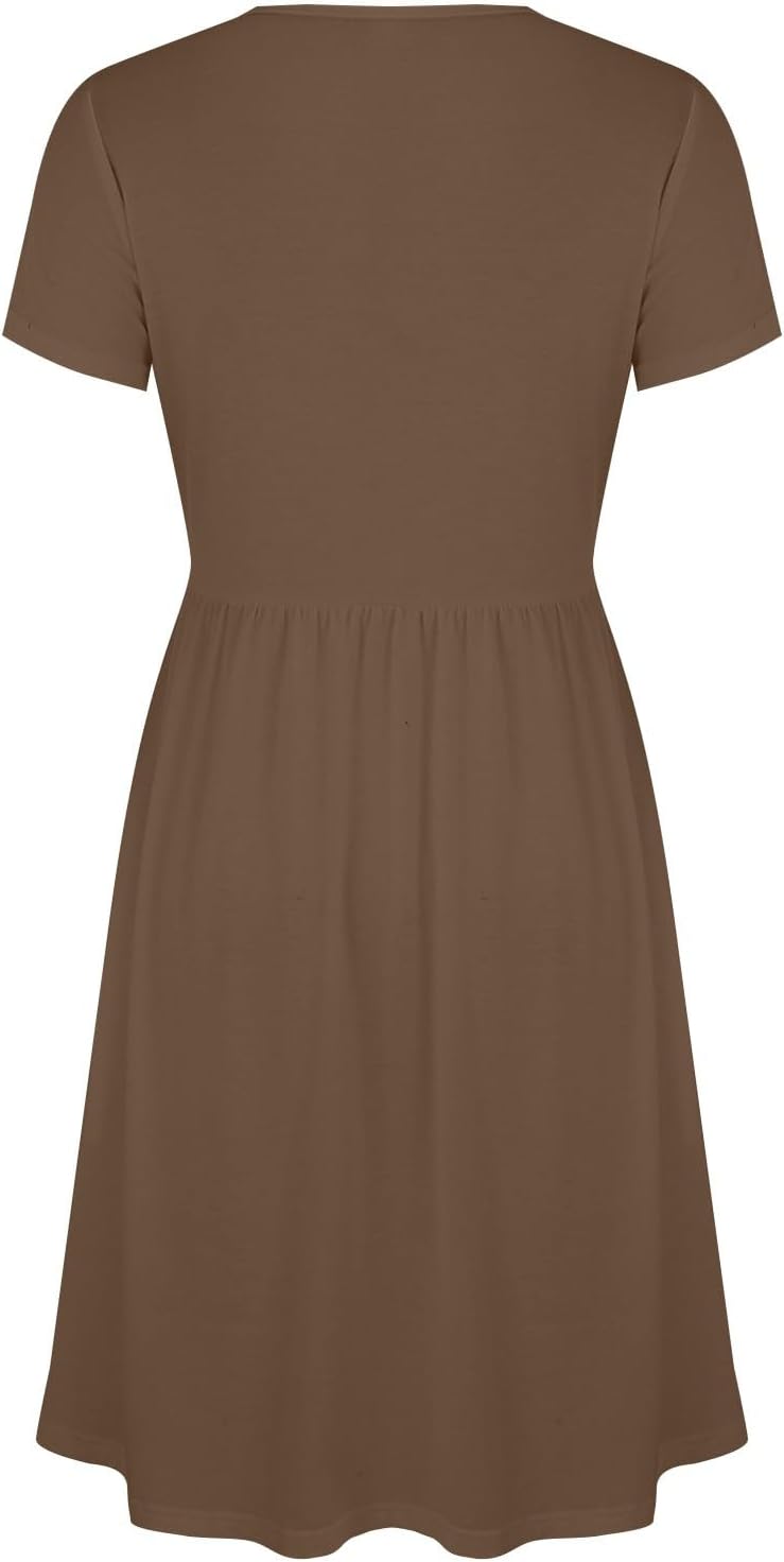Robe Midi Femme en tissu léger, col V, coupe confortable – Menvelo