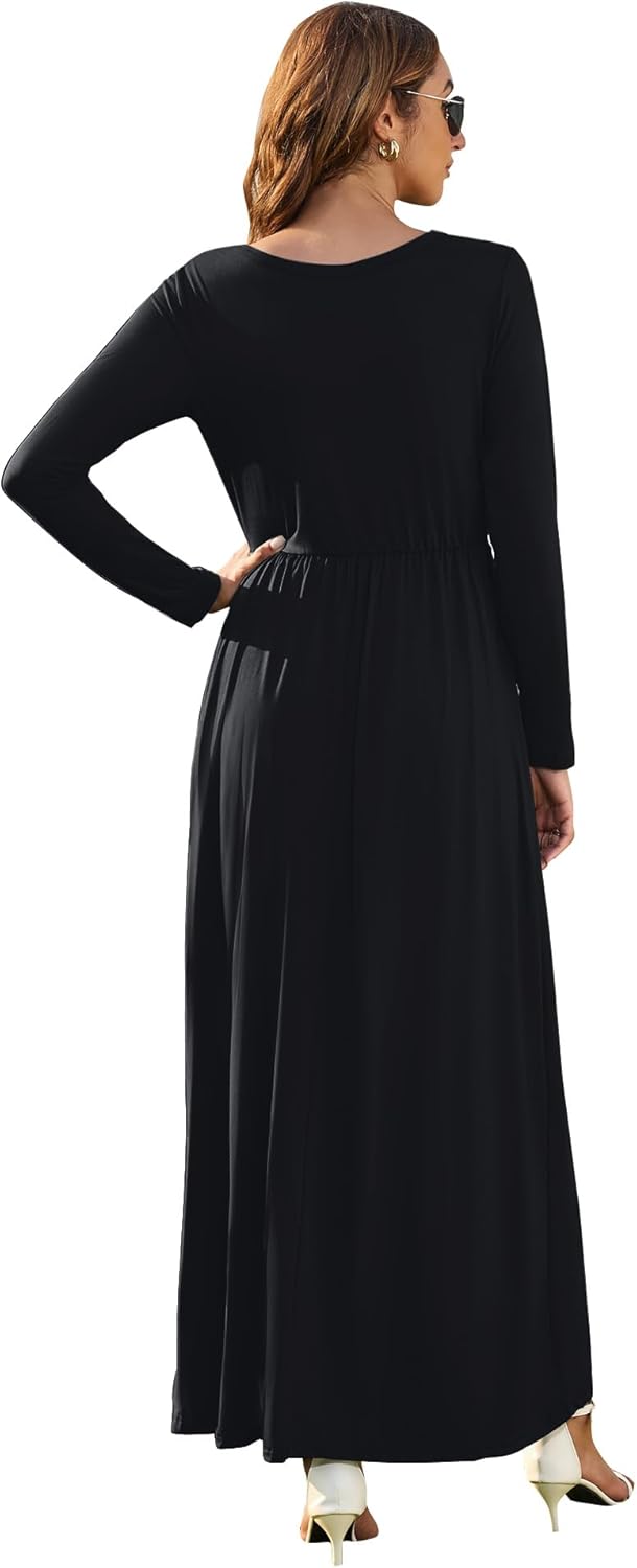 Laura Robe Maxi Ample – Robe Longue Casual Taille Loose avec Poches Femme