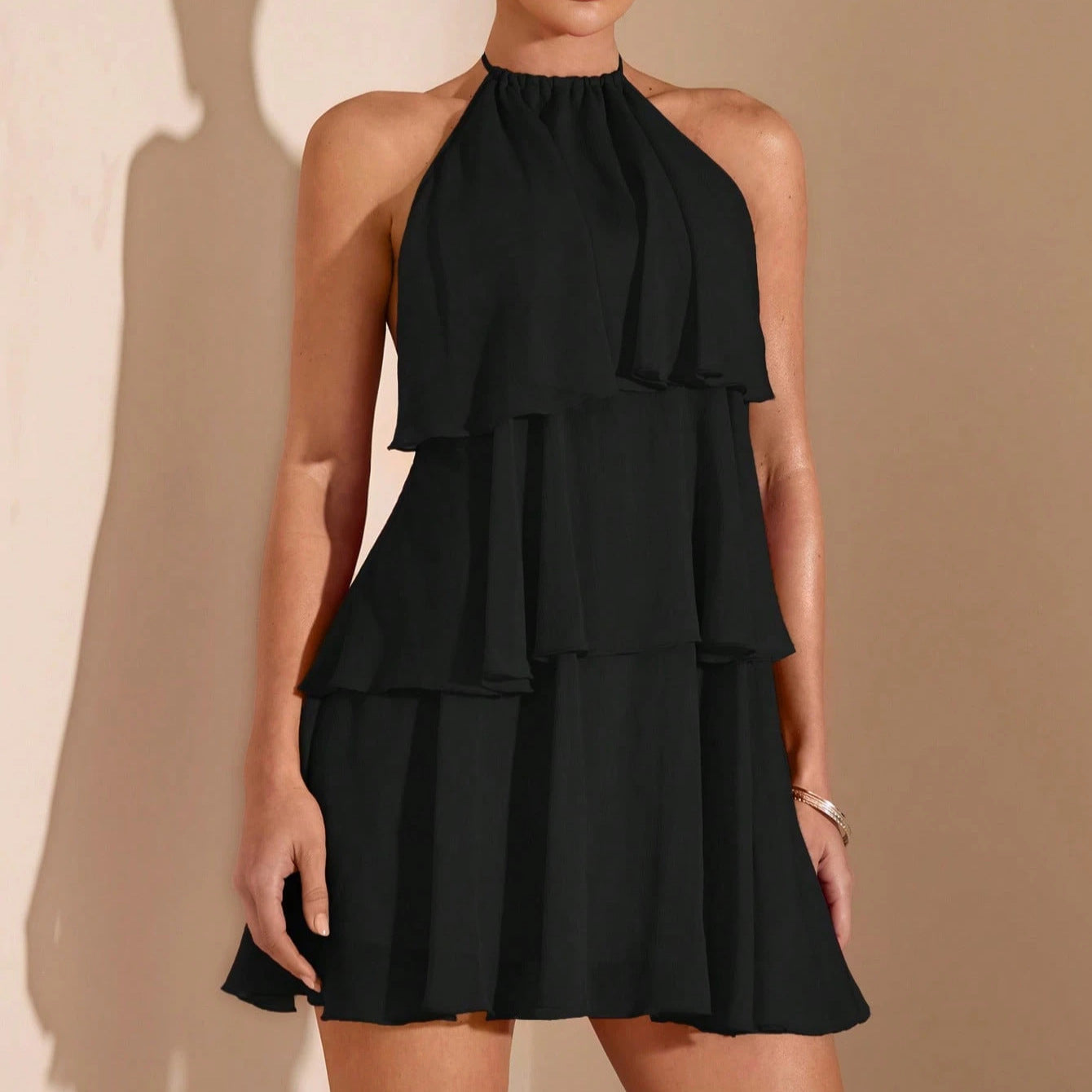 Robe Mini Femme en tissu léger, à volants, coupe confortable – Menvelo