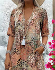 Robe midi bohème femme légère – col V coupe décontractée