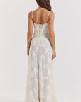 Robe longue à fines bretelles femme – coupe ajustée ourlet évasé