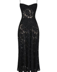 Robe longue à fines bretelles femme – coupe ajustée ourlet évasé
