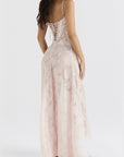 Robe Longue Femme en Dentelle Fleurie – Bretelles Fines & Col Cœur