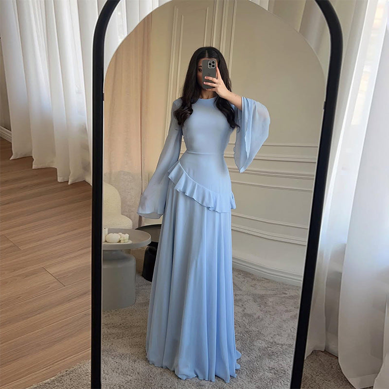 Robe Femme Col Rond Moulante Manches Longues – Tombé Fluide