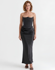 Robe Longue Femme Bustier Moulante – Fronces Structurées
