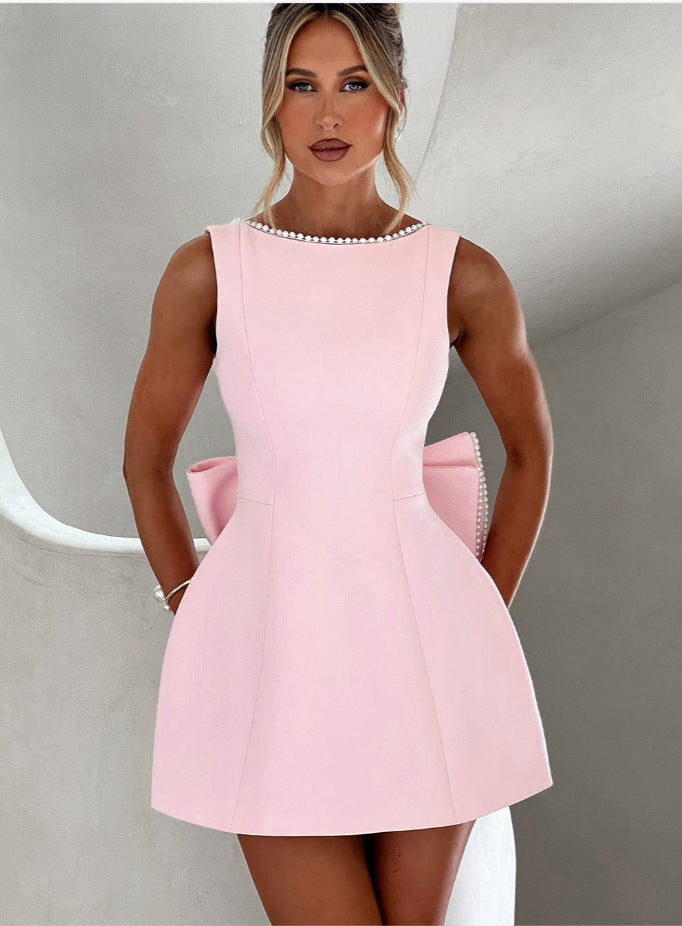 Robe Mini Femme en tissu léger, dos nu, coupe confortable – Menvelo