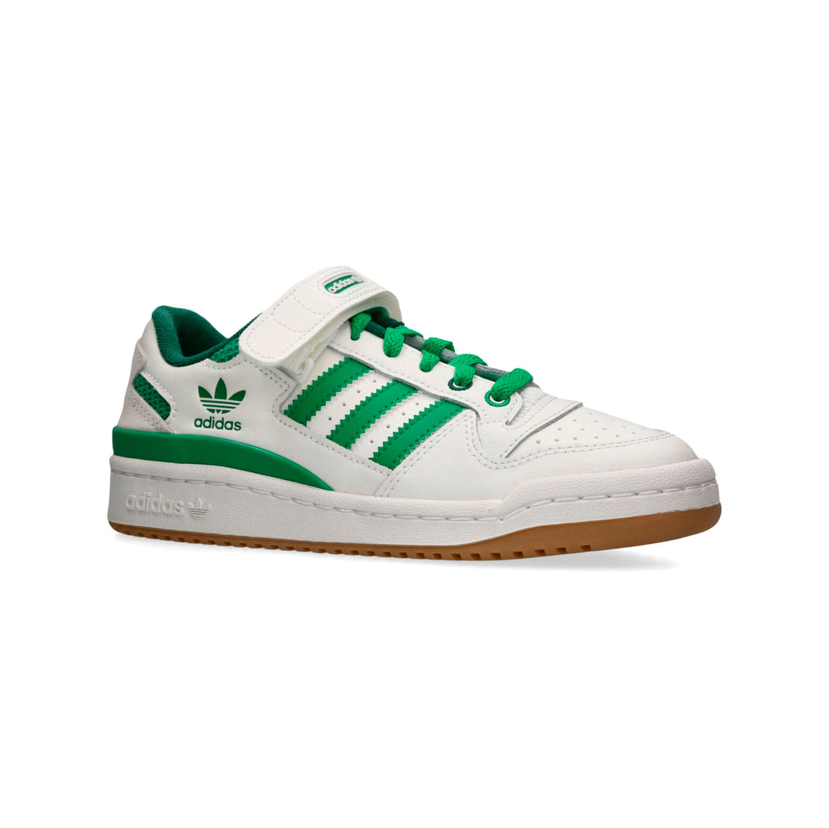 Adidas Forum Low Green baskets basses enfant en cuir vert, vue de face