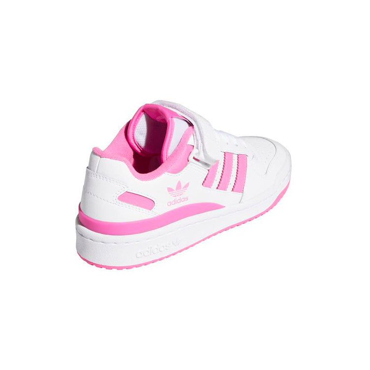 Adidas Forum Low White Pink baskets basses enfant en cuir blanc rose, vue de face