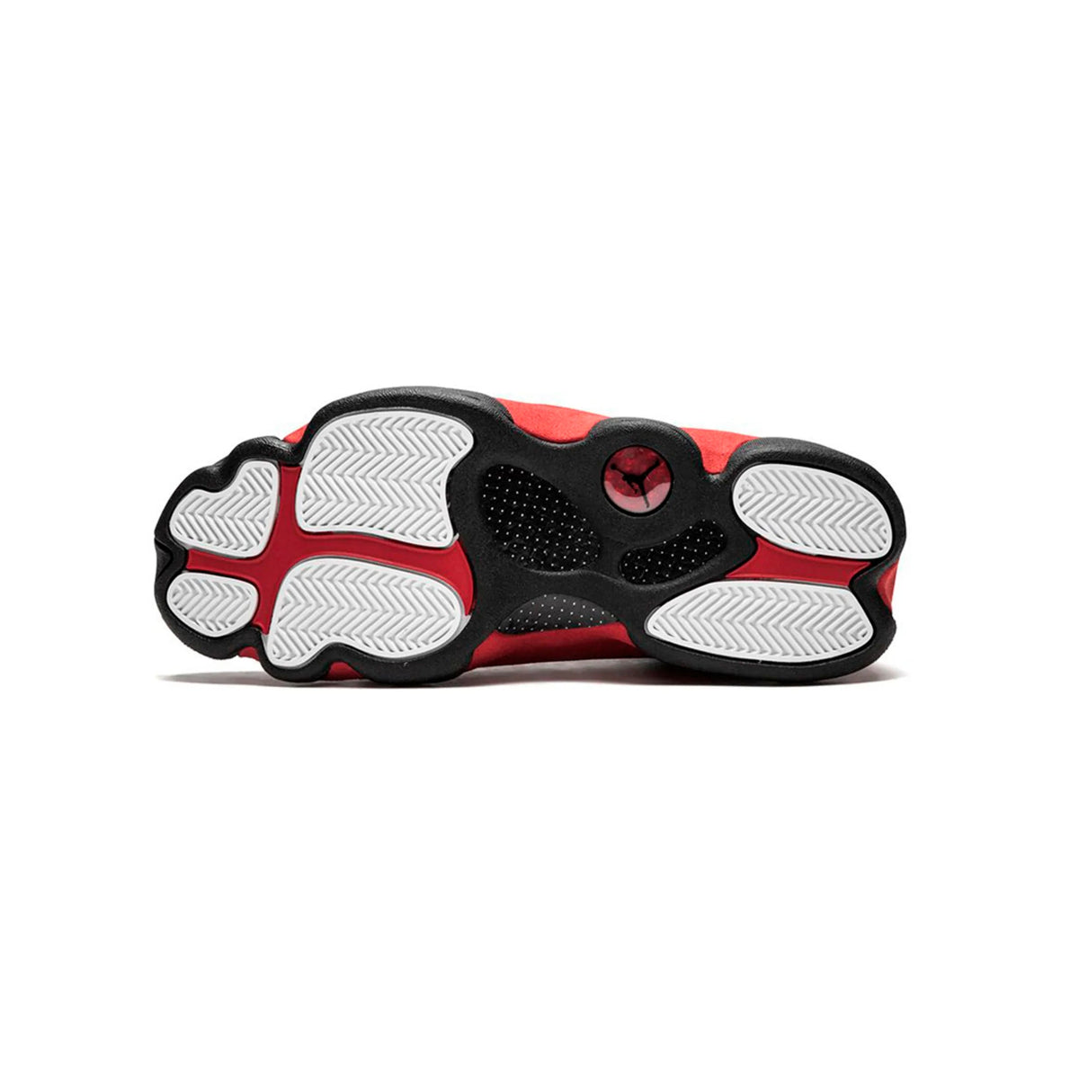 Air Jordan 13 Bred 2017 baskets homme et femme en daim noir, détail semelle