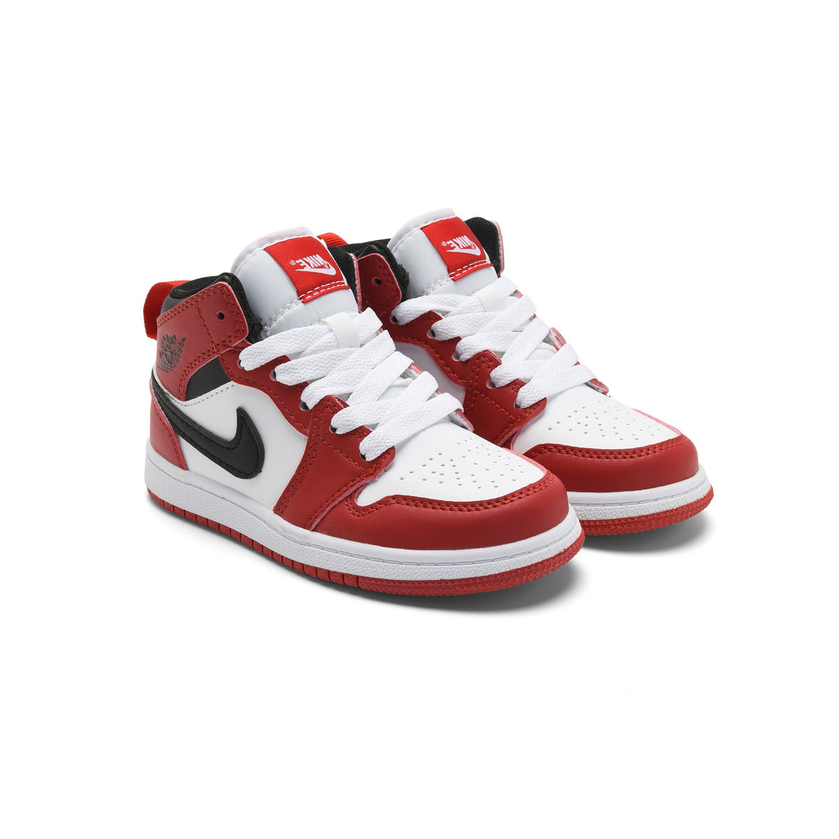 Jordan Air Jordan 1 Mid Chicago baskets mi-montantes enfant en cuir rouge blanc, vue de face