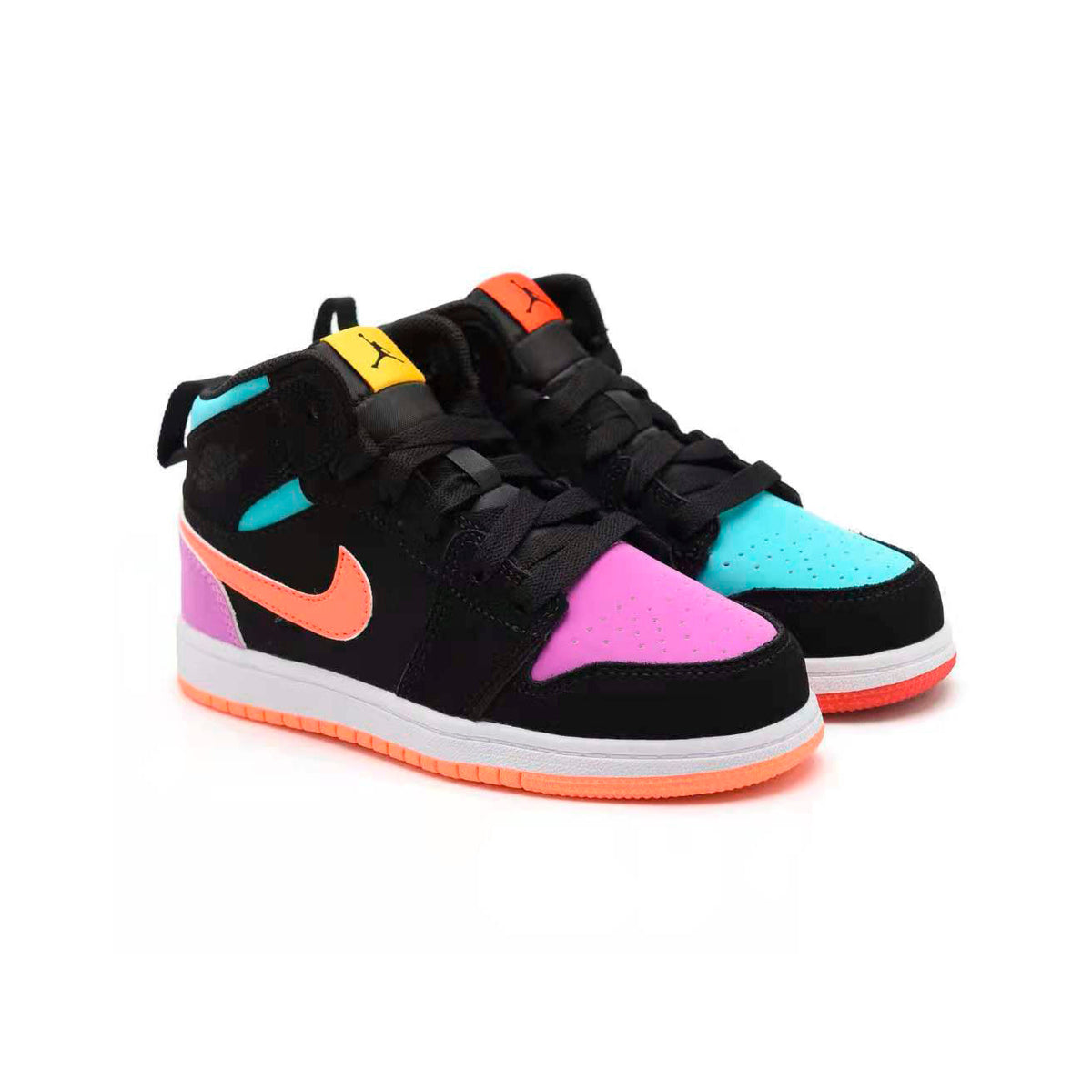 Jordan Air Jordan 1 Mid Candy baskets mi-montantes enfant en cuir multicolore, vue de face