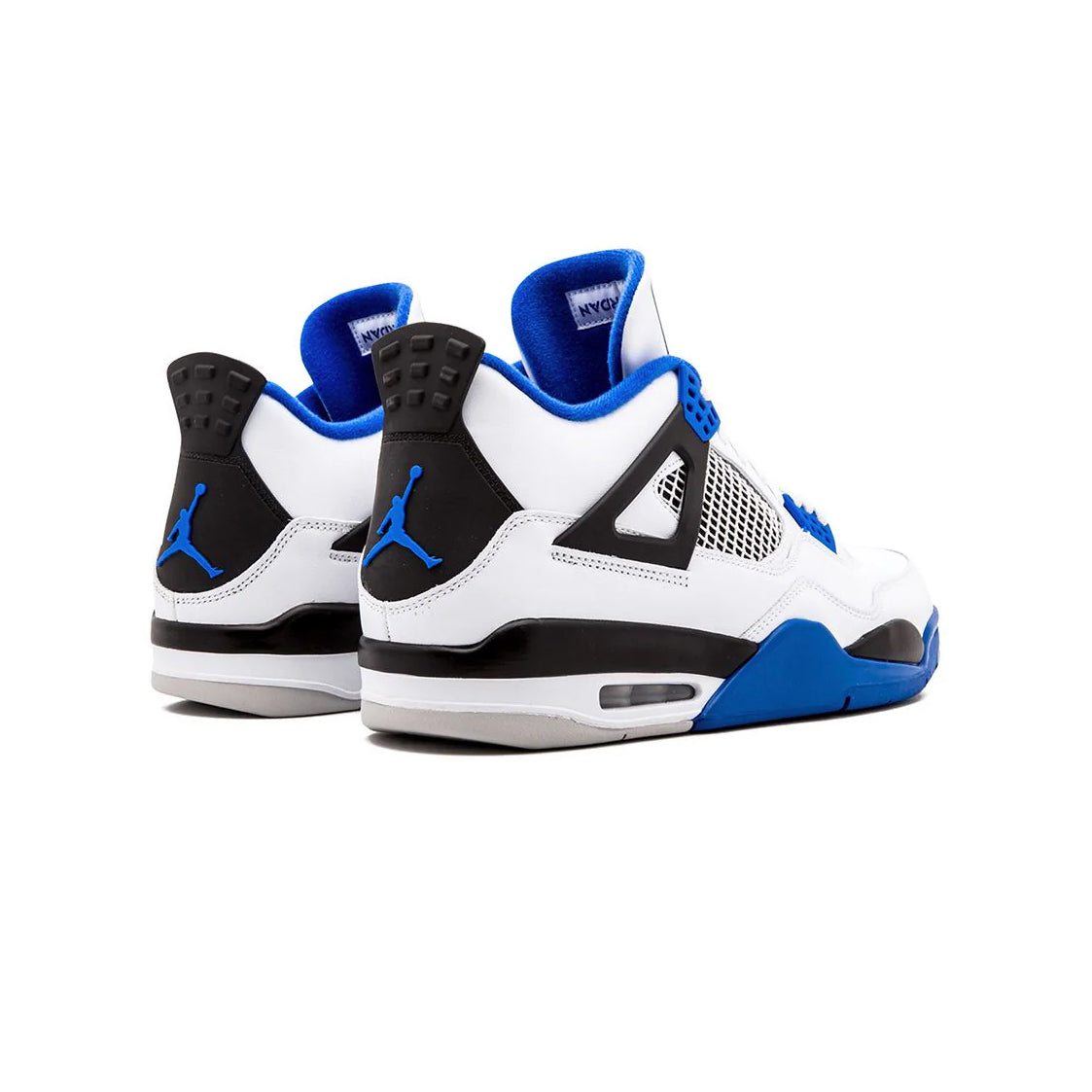 Air Jordan 4 Motorsport baskets homme et femme en cuir noir blanc, détail semelle