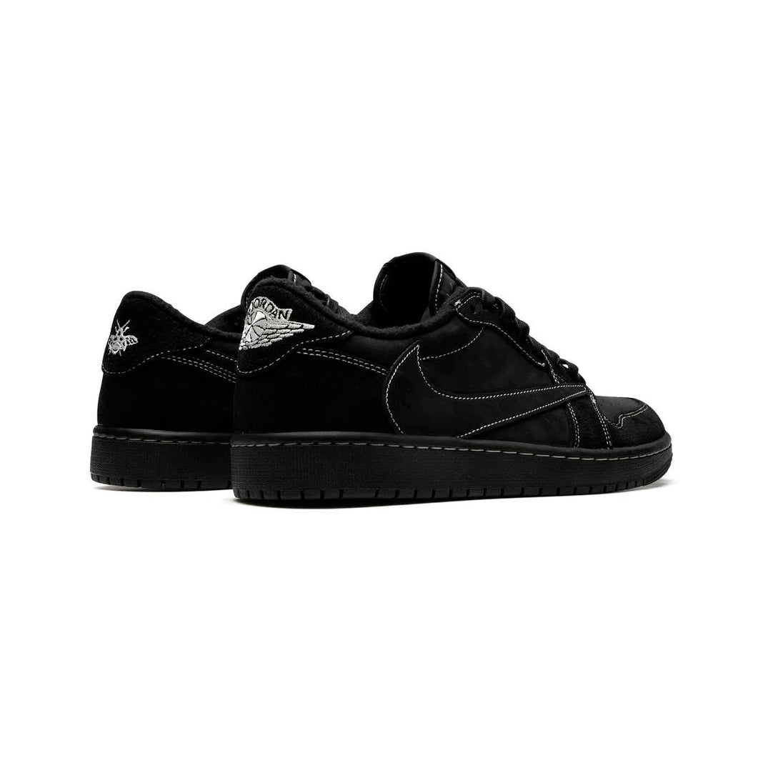 Air Jordan 1 Low Travis Scott Black Phantom baskets basses homme et femme en nubuck noir, détail semelle