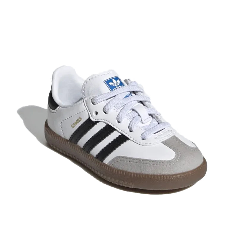 Adidas Samba White baskets basses enfant en cuir et daim blanc, vue de face