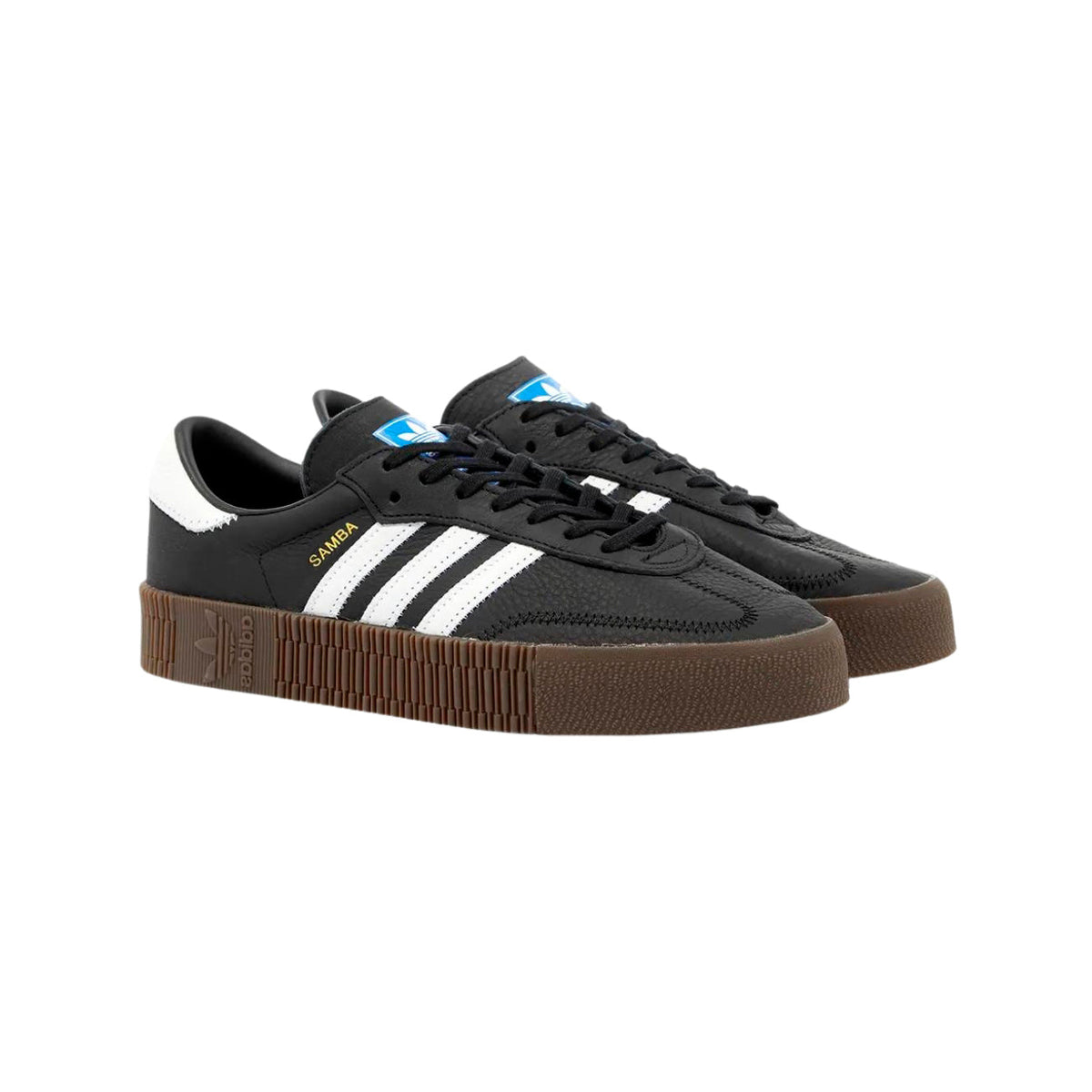 Adidas Samba rose Black baskets basses homme et femme en cuir et daim noir, vue de face