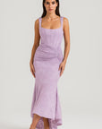 Robe Longue Femme Asymétrique – Bretelles Larges et Coupe Fluide