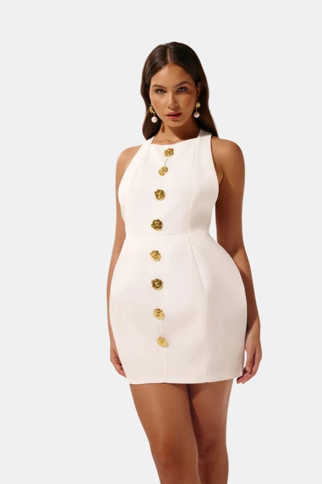 Robe Mini Femme en tissu léger, dos nu, coupe moulante – Menvelo