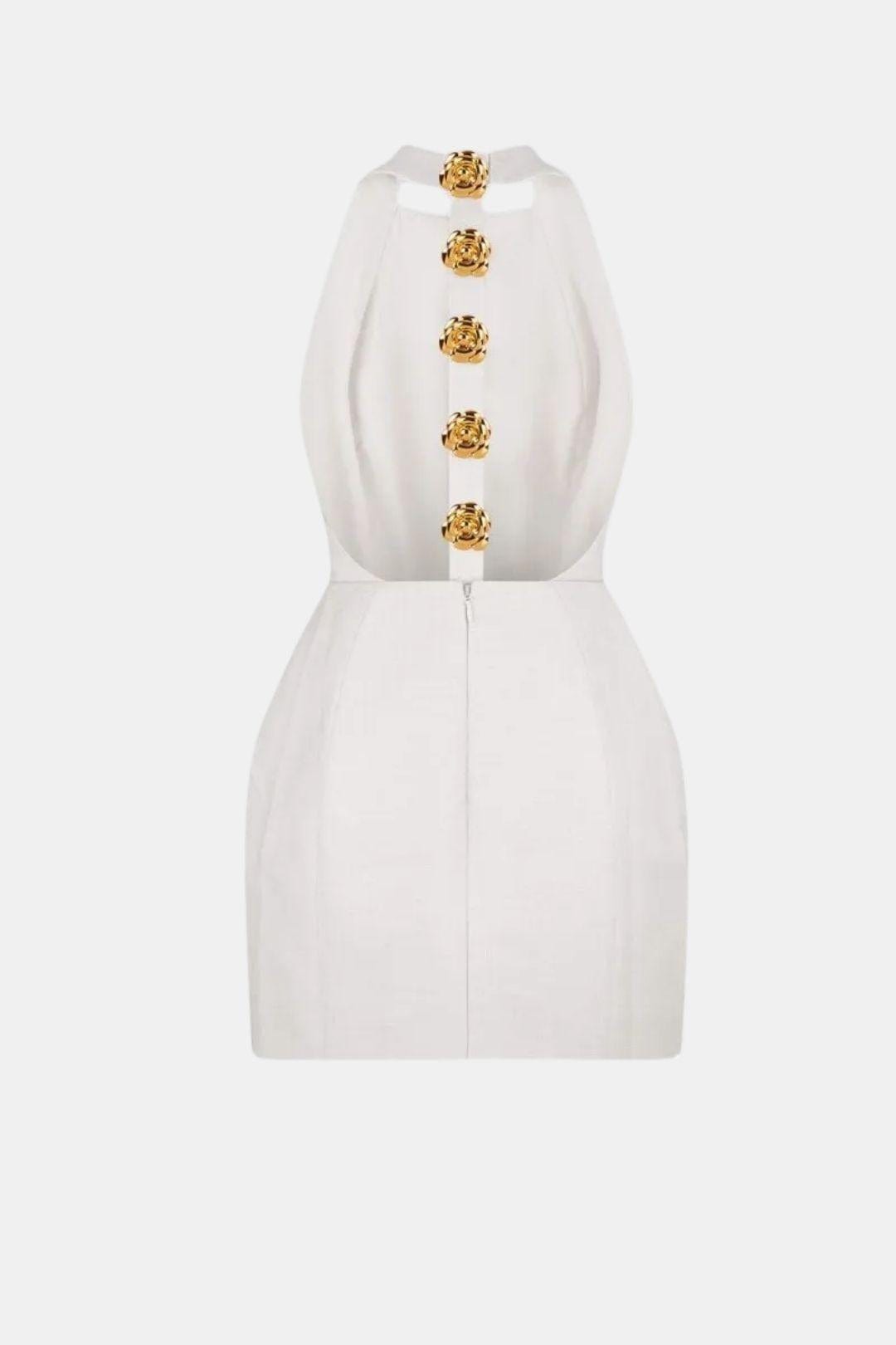 Robe Mini Femme en tissu léger, dos nu, coupe moulante – Menvelo