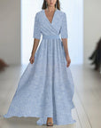 Robe Maxi Fleurie Femme – Col V Taille Ajustée