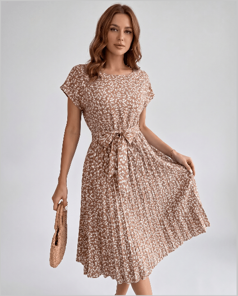 Robe Midi Fleurie | Robe Plissée Légère | Menvelo