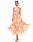 Robe Maxi Femme à Col Halter – Coupe Fluide Sans Manches Dos Nu