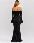 Robe Longue Femme en Dentelle – Coupe Sirène Épaules Dénudées