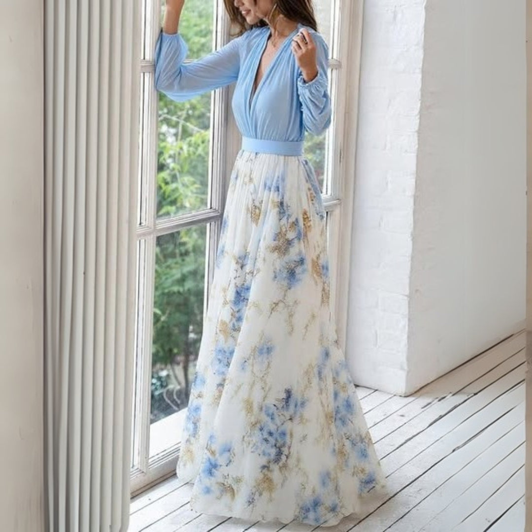 Chloé | Robe maxi fleurie à col en V pour femmes