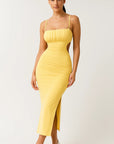 Robe Bodycon Midi Femme – Coupe Moulante avec Fronces