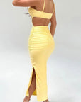 Robe Bodycon Midi Femme – Coupe Moulante avec Fronces