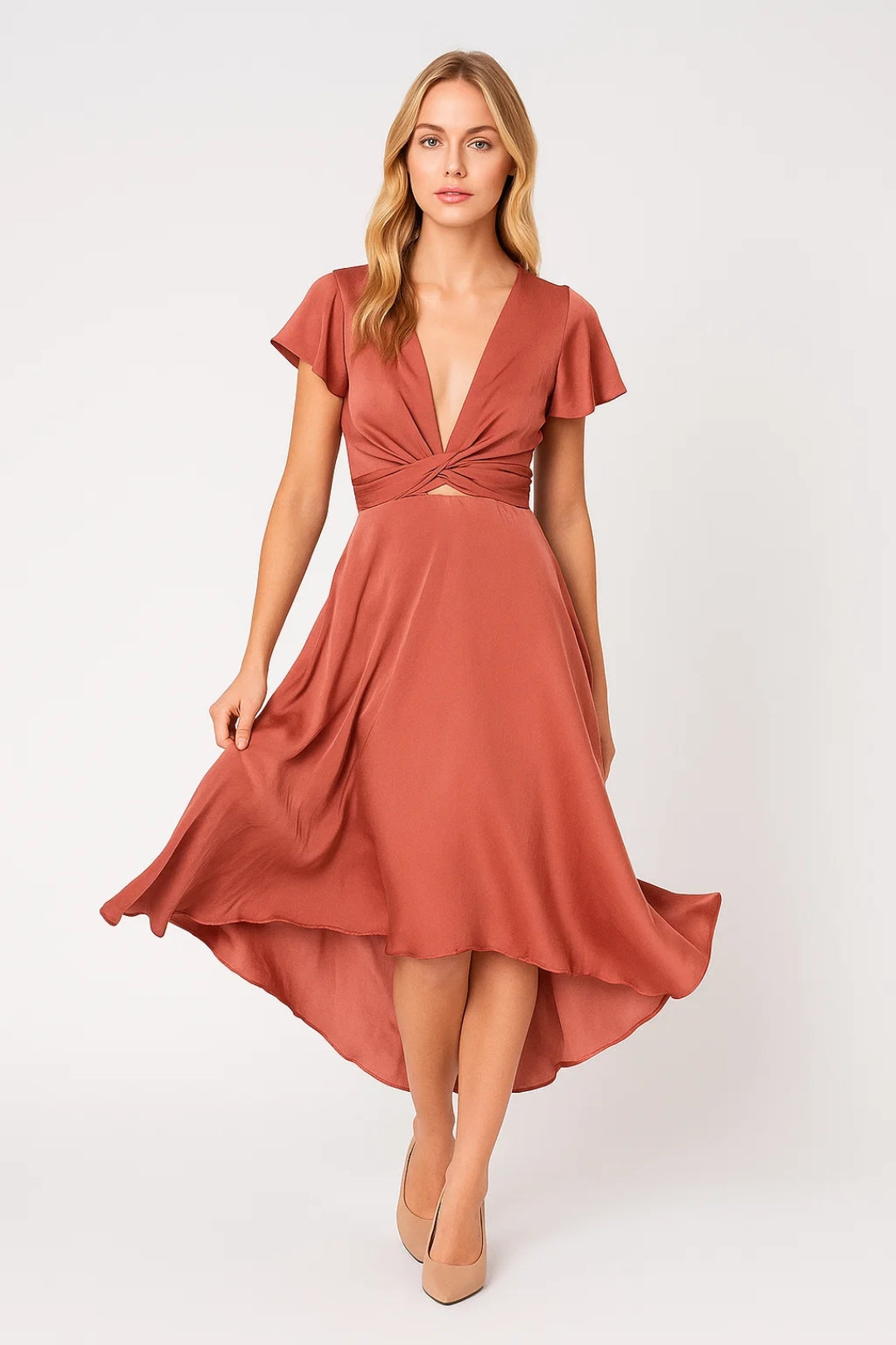 Robe Midi Femme Portefeuille – Silhouette Fluide et Élégante