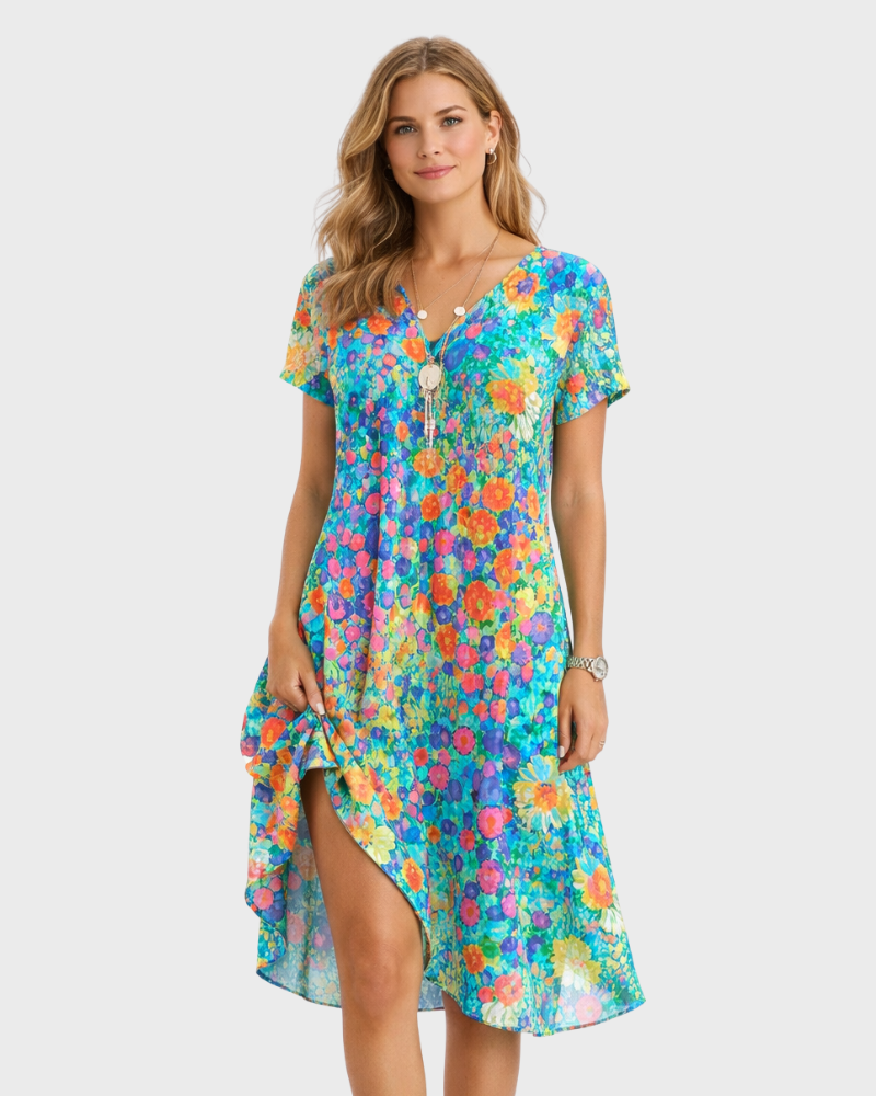 Robe Midi Femme en tissu léger, coupe fluide – Menvelo