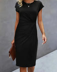 Robe Midi en Coton pour Femme – Coupe Ajustée Col Rond