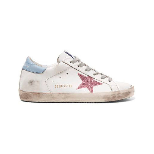 Golden Goose Super-Star Red Glitter Star Baskets Cuir Pailleté