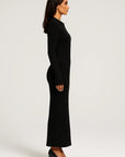 Robe Maxi Femme en Coton Côtelé – Col V Profond et Coupe Ajustée