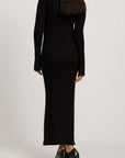 Robe Maxi Femme en Coton Côtelé – Col V Profond et Coupe Ajustée