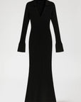 Robe Maxi Femme en Coton Côtelé – Col V Profond et Coupe Ajustée