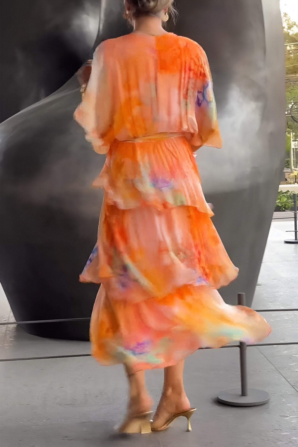 Grace | Robe maxi en chiffon à volants et imprimé floral pour femme